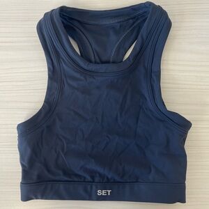 SET ACTIVE NAVY RACERBACK SPORTS BRA
